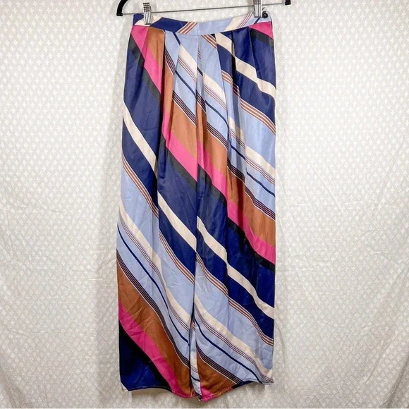 Anthropologie Maeve Striped Satin Balloon High Rise Pants‎ - Picture 2 of 9
